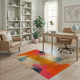 Vibrant Brushstroke Orange Multi-Color Area Rug