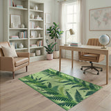 Lush Green Fern Silhouette Area Rug