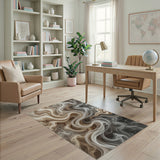 Fluid Beige Marble Swirl Area Rug