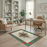 Multi-color and Patterns Ornate Multi-Color Persian Medallion Rug