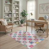 Playful Pastel Hearts Bows Area Rug