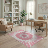 Geometric Modern Pink Vibrant Pink Mandala Area Rug