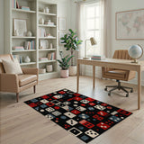 Dice Motif Geometric Area Rug