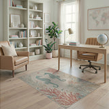 Teal Seahorses Coastal Area Rug