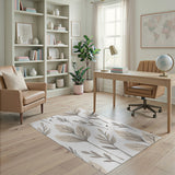 Beige Watercolor Leaves Area Rug
