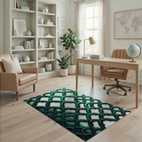 Green Arched Wave Geometric Area Rug