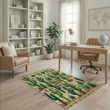 Southwestern Desert Cactus Garden Rug