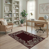 Regal Crown Laurel Floral Border Rug