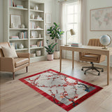 Red Border Plum Blossom Area Rug