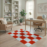 Vibrant Red Geometric Motif Area Rug