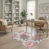 Pink Peony Songbird Floral Area Rug