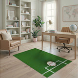 Green Baseball Turf Area Rug with Pitcher's Mound