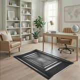 Hypnotic Infinite Corridor Black White Geometric Rug