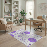 Purple Daisy Floral Pattern Area Rug