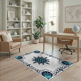 Ornate Blue Teal Mandala Persian Rug