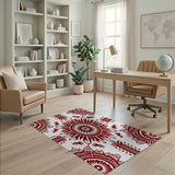 Bold Red Heritage Tribal Sunburst Rug