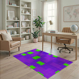 Vibrant Purple Lime Green Geometric Area Rug