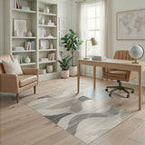 Modern Wavy Abstract Beige Area Rug