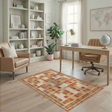 Distressed Orange Mosaic Area Rug