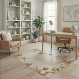 Seashell Starfish Coastal Beach Area Rug