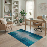 Teal Blue Geometric Plaid Area Rug
