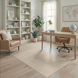 Beige Hexagon Grid Geometric Area Rug