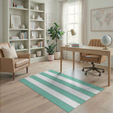 Teal Vertical Stripe Area Rug