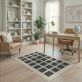 Modern Black Grid Beige Area Rug