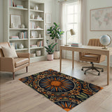 Southwestern Orange Sun Cactus Area Rug