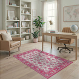 Traditional Persian Pink Floral Persian Area Rug