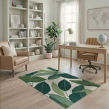 Lush Green Leaves Coastal Area Rug