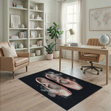 Pink Watercolor Ballet Pointe Shoes Area Rug