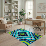 Bold Teal Diamond Geometric Area Rug