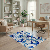 Abstract Blue Wave Coastal Area Rug