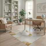 Neutral Beige Wavy Abstract Area Rug