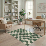 Sage Green Checkered Geometric Rug