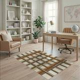 Tan Beige Grid Plaid Area Rug