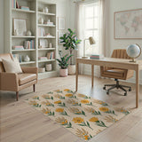Yellow Marigold Floral Pattern Area Rug