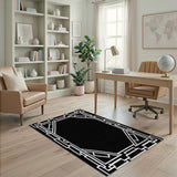 Black and White Border Black White Geometric Border Area Rug