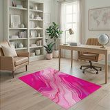 Vivid Pink Marble Swirl Area Rug