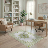 Floral Vintage Green Elegant Green Floral Medallion Area Rug