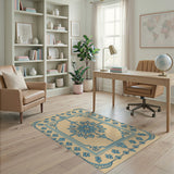Traditional Persian Ornate Blue Medallion Persian Area Rug