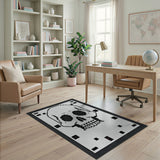 Retro Pixelated Skull Area Rug