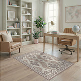 Floral Vintage Elegant Beige Damask Floral Area Rug