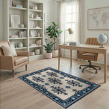 Navy Teal Persian Motif Area Rug