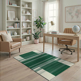 Bold Green and Cream Striped Area Rug
