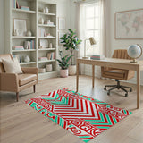 Bold Red Teal Zigzag Heritage Tribal Rug