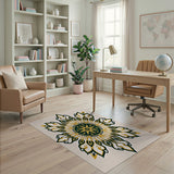 Golden Mandala Starburst Area Rug