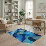 Abstract Blue Wave Area Rug