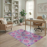Lush Pink Purple Peony Floral Area Rug
